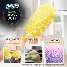 Swiffer Swiffer Dusters Refill for Cleaning, Feather & Microfiber Duster Disposable Alternative, for Dusting Furniture, Blinds, Ceiling Fans, Walls, Helps Remove Allergens, Heavy Duty, Lavender, 11ct