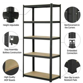 5 Tier Garage Shelving Unit, Heavy Duty Metal Shelves for Storage, Adjustable Shelf Rack for Warehouse Basement Kitchen Living Room, Standing Shelf Units, 15.7 x 35.4 x 70.8 Inches