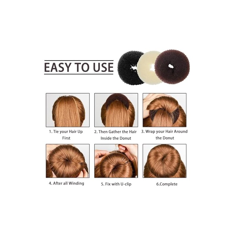 12 Pack Hair Donuts for Buns, 25 Pcs U Shaped