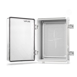 QILIPSU Outdoor WiFi Enclosure, 14.6"x10.6"x5.9" Waterproof Electrical Junction Box IP67 Clear ABS Plastic Weatherproof for Network Projects Router Control