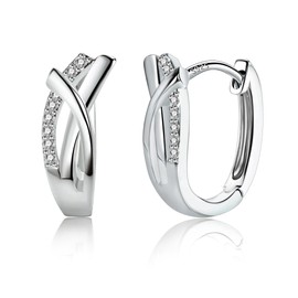 ASH'S CHOICE Earrings Sterling Silver 925 Hoop Earrings for Women, 14 Carat Gold-Plated Hoop Earrings Round, Shiny Small Hoop Earrings with AAA+ Zirconia Rhinestones, Hypoallergenic Hoop Earrings for