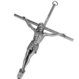 Pietism Crucifix Wall Cross Silver 10 Inches Metal Wall Cross Catholic Cross Wall For Home Decor