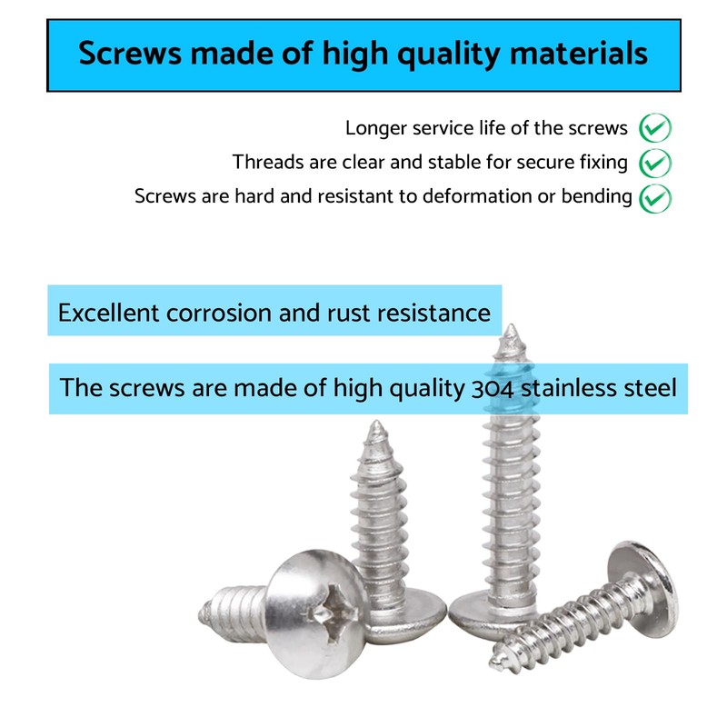 HAISHANG Pack of 20 Wood Screws Self Tapping Phillips Round