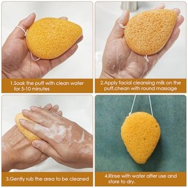 Esponjas faciales naturales de konjac (paquete de 4). Esponjas faciales suaves para todo tipo de piel. Exfoliante facial suave para uso diario.
