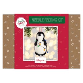 Simply Make Needle Felting Kit - Penguin with Fairy Lights Design for Kids and Adults, Including Wool, Needles, and all Tools, Perfect for Adult Crafts and Beginners - Needle Felting Art & Craft Kit