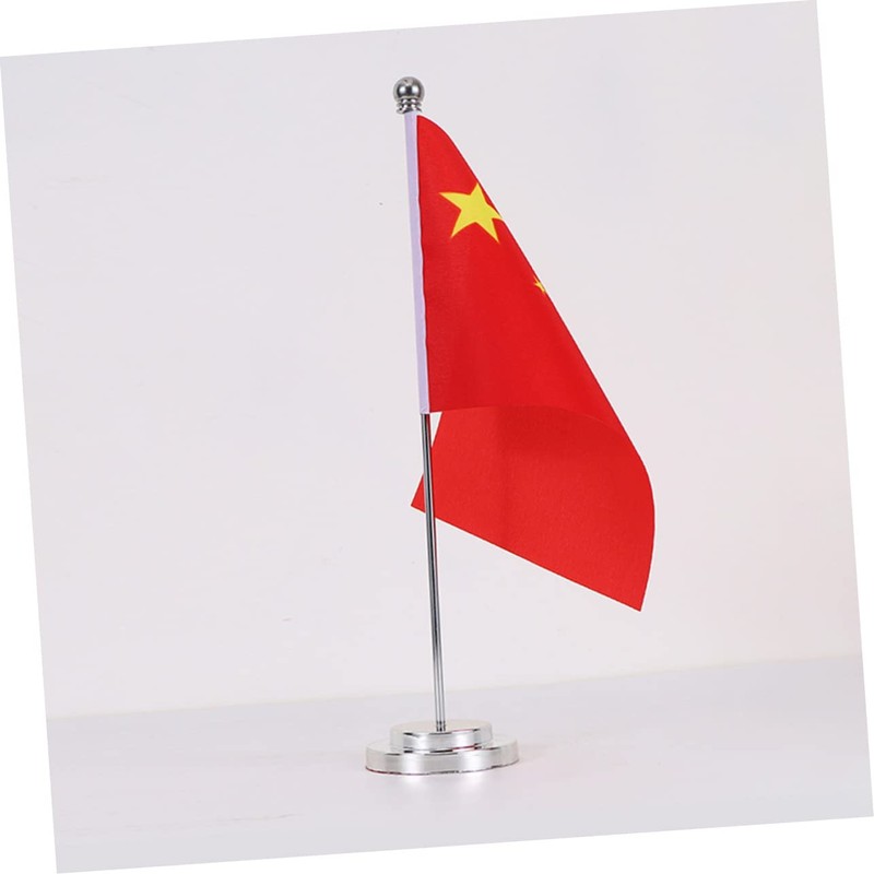 DOITOOL 2 Sets China Table Flag with Metal Base Decorative