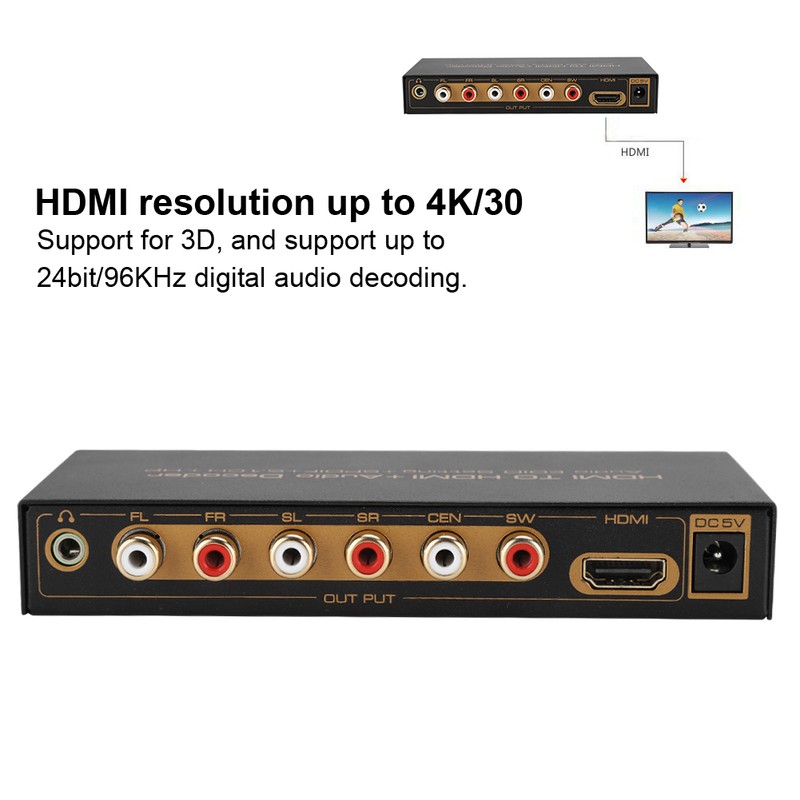 HDMI to HDMi Digital Audio Decoding Decoder Box Converter Adapter
