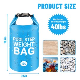 Pool Ladder Weights, 500D PVC Universal Pool Step Weights for Above Ground Pools, 10L Heavy-Duty Swimming Pool Sand Bags Foldable Waterproof Dry Bag Backpack, Easy & Quick Fill Sand