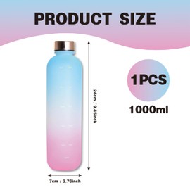 DmDoyy Water Bottle, 1 Litre, Lightweight Sports Bottle, Leak-Proof, BPA-Free for Sports, Outdoor, School, Bike, Office (Gradient Colour)