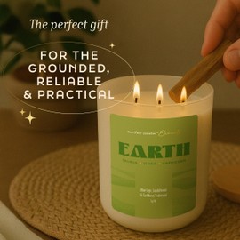 Large 14.5oz 3 Wick Zodiac Earth Taurus Virgo Capricorn Zodiac Gifts for Women - 60 Hour Burn - Astrology Gifts for Women, Healing Manifestation Spiritual Candles, Intention Meditation Candle