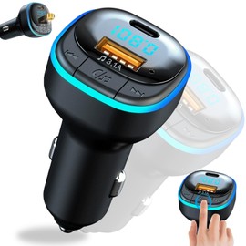 Benaton FM Transmitter Car Bluetooth 5.0, Bluetooth Adapter for Car Radio 2 USB Ports (5 V 3.1 A), Bluetooth Adapter for Car with Phone Call Function, Bluetooth Adapter Car Music with LED Light