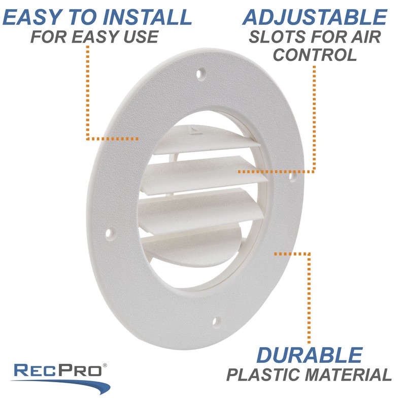RecPro RV Air Louver Ceiling Vent 6.5" | Fully Adjustable