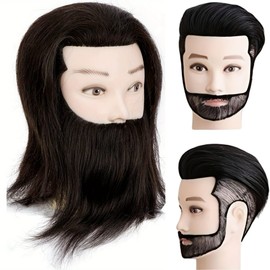 Mannequin Head Human Hair Mannequin Head Styling Heads Barber Mannequin Head Male for Hair Cutting(Black)