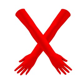 1 Pair of Long Satin Finger Gloves 1920s Opera Party Wedding Bridal Etiquette Gloves Sun Protection Gloves for Women Girls (Red)