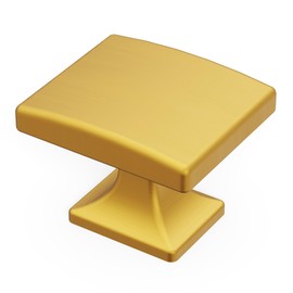 Hickory Hardware 1 Pack Solid Core Kitchen Cabinet Knobs, Luxury Cabinet and Dresser Knobs, Handle Pulls for Doors & Drawers, 1-7/16 Inch, Brushed Golden Brass, Forge Collection