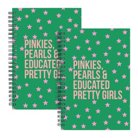 JOHSBYD AKA Sorority Spiral Notebook 2 Pack A5, 1908 Pink and Green Lined Journal for Women, Notebook for Work School Note Taking, AKA Gifts for Sisters Students Teacher (2 spiral aka pretty girls)