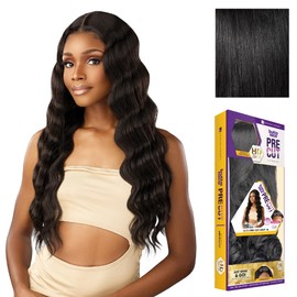 Sensationnel Butta Lace Precut Wigs - Unit 16 Glueless Extra Wide 5 Inch Deep Parting Synthetic Pre Tweezed Smaller Knot Hairline (1 JETBLACK)