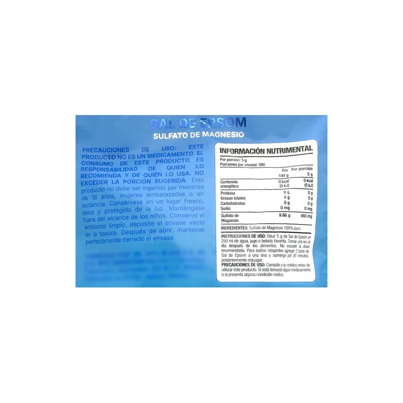 Sal De Epsom (sulfato De Magnesio) 2 Bolsas De 1