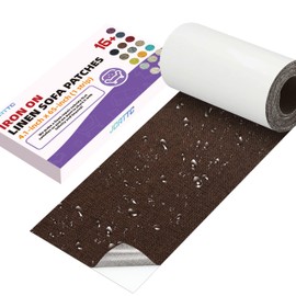 JCATTC Iron-On Couch Repair Kit, Linen Fabric Patch, Waterproof, Permanently Adheres to Sofa and Decorative Indoor and Outdoor Furniture Surfaces,4.1X65 Inch, Dark Brown