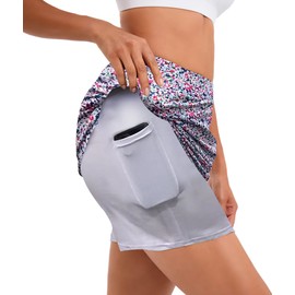 Jhsnjnr Women's Tennis Skirt Casual Knee Length Golf Skirts with Pockets Workout Athletic Skort