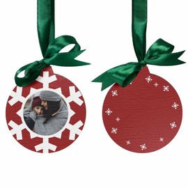 Customisable Wooden Pendant, Christmas Tree Decoration, Bauble, Red