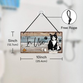 Putuo Decor Restroom Door Sign, In Use Available Bathroom Door Double Sided, Vacant Occupied Privacy Sign for Office, Business, School, Company, Hotel, Library, Gym - Cat Brown