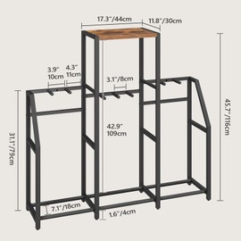 MAHANCRIS Guitar Stand, Multi Guitar Rack Stand for 7-10 String Instruments, for Acoustic Guitar, Bass, Electric Guitar, Ukulele, Banjo, Guitar Case, Record Player, for Music Studios, Rustic Brown