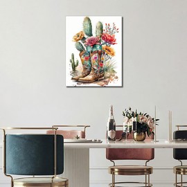 Rebotipy Paint by Number for Adults Beginner, Cowboy Boots Cacti and Flowers DIY Painting by Numbers Kits for Kids Paint Kits Canvas Arts Crafts for Home Decor 16x20 Inch