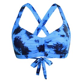 Balasami Traje de baño clásico con Tirantes Gruesos Ajustables y Espalda Cruzada para Mujer, Azul Tie Dye, 14