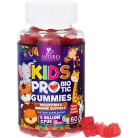Nature's Nutrition Probióticos para niños 5 mil millones de UFC - Suplemento natural para el sistema inmunitario y la salud digestiva - Gomita probiótica diaria para niños mayores de 4 años. Vegano, s