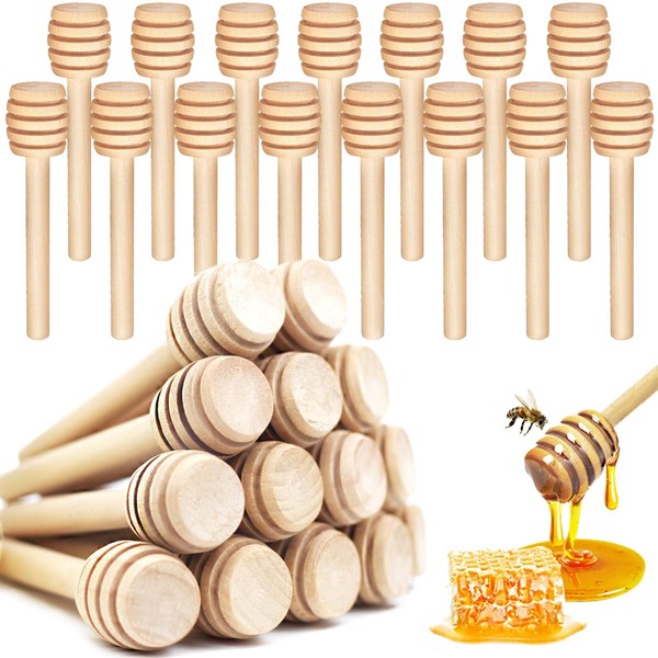 40pcs Wooden Honey Dipper Sticks,3 Inch Honey Dip Sticks Honey