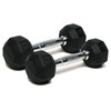 Dumbbells Hand Weights Set of 2 - Rubber Hex Chrome