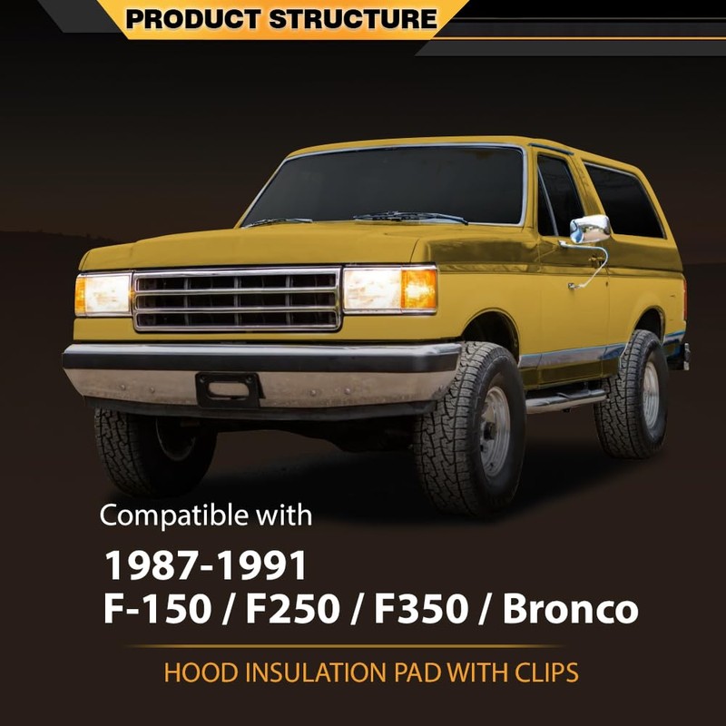 CNNELL Hood Insulation Pad with Clips Compatible with Ford F150
