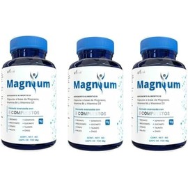 60 Capsulas, 8 Compuestos de Magnesio Premium, (Treonato, Aspartato, Bisglicinato, Citrato, Glicinato, Taurato, Malato, Óxido) 3 PACK