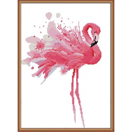 CROSSDECOR Stamped Cross Stitch Kits,Full Range of Cross-Stitch Needlepoint Kits for Beginners,Embroidery Kit Arts and Crafts for Home Wall Decor Gifts-Fantasy flamingo 34×44cm