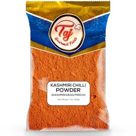 TAJ Kashmiri Chili Powder 7oz Deggi Mirch Lal Mirch Chili Peppers, Spicy Red Chilies