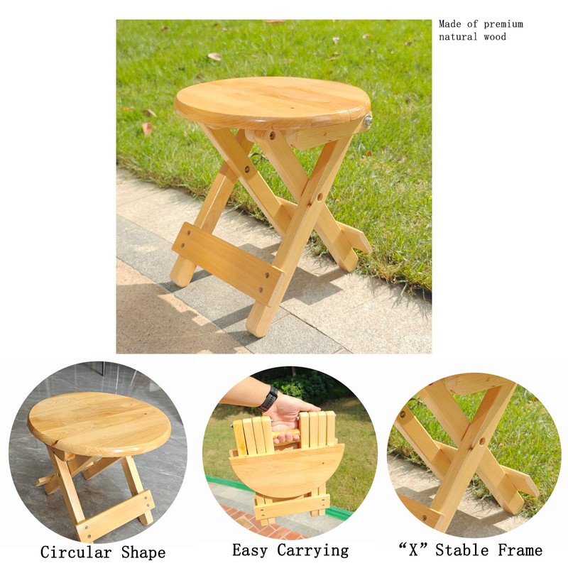LukPlen Wooden Folding Step Stool, for Small Spaces, Kitchen, Bedroom
