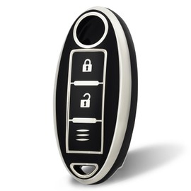 OFF WE GO Car Key Case for Nissan Key Cover for X-Trail Qashqai 350Z 370Z Tiida Murano Pathfinder Micra Juke Kicks 3 Buttons Car Key Protective Case Key Box Black Silver, black silver