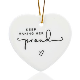 AOZUO Keep Making Her Proud Ornament, Memorial Gift Bereavement Keepsake Sympathy Gifts for Loss of Mom Grandmother Remembrance Loved One Pendant Decor Heart Christmas Ornament