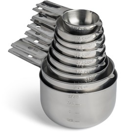 Hudson Essentials Stainless Steel Measuring Cups Set - (9 Piece Set) - Stackable Set with Spout - Includes 2 Cup and 1.5 Cup