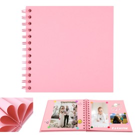 Small Scrapbook, DIY PInk Scrap Book Photo Album with 20 Sheets | 40 Pages Black Papers, Hardback Mini Memory Book to Write in and Photos, Travel, Anniversary, Birthday Christmas Gifts,17x17cm