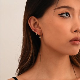 Small Gold Hoop Earrings for Women 14K Real Gold Plated Hypoallergenic Stud earrings Set Cartilage Earrings for Multiple Piercing for Women Girls (Hoop)