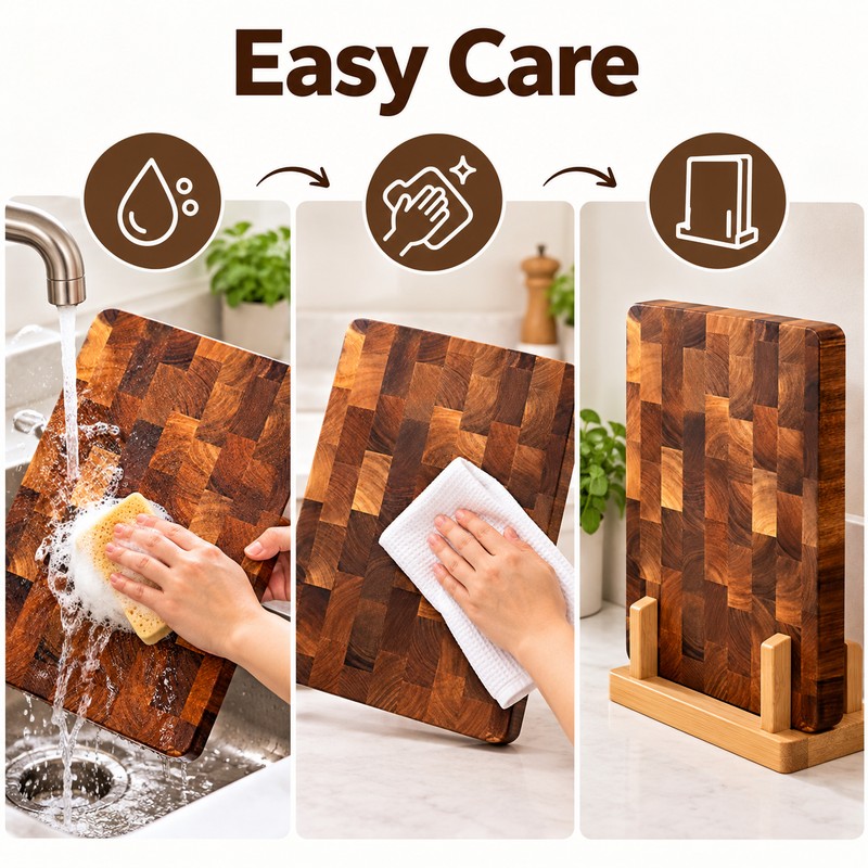 Wood Cutting Board for Food Prep – Double-Sided Thickened Rectangle