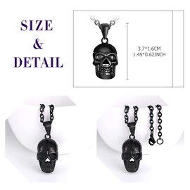 Feilok Mens Necklace Skeleton Unisex Religious Stainless Steel Punk Necklace Chains for Men Man Boys