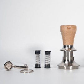 KNODOS Calibrated 54mm Espresso Tamper V2 Maple Handle, Auto-Leveling and Spring Loaded Design With Stainless Steel Ripple Base Premium Coffee Tamper Compatible With Breville