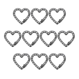 PATIKIL Heart Keychain Clip, 10 Pcs Crystal Heart Key Ring Snap Hook Clip Zinc Alloy Trigger Spring Buckle for Keychains Bags Purses Handbag Jewelry Making, Black