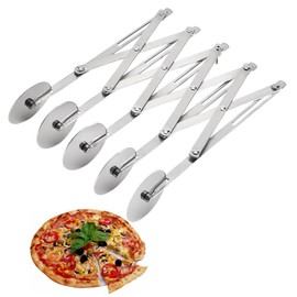 5 Wheel Pastry Cutter Stainless Steel Expandable Pizza Slicer Multi-Round Pastry Knife Baking Cutter Roller for Noodle Pizza Pie Crust Baking Cookie Divider