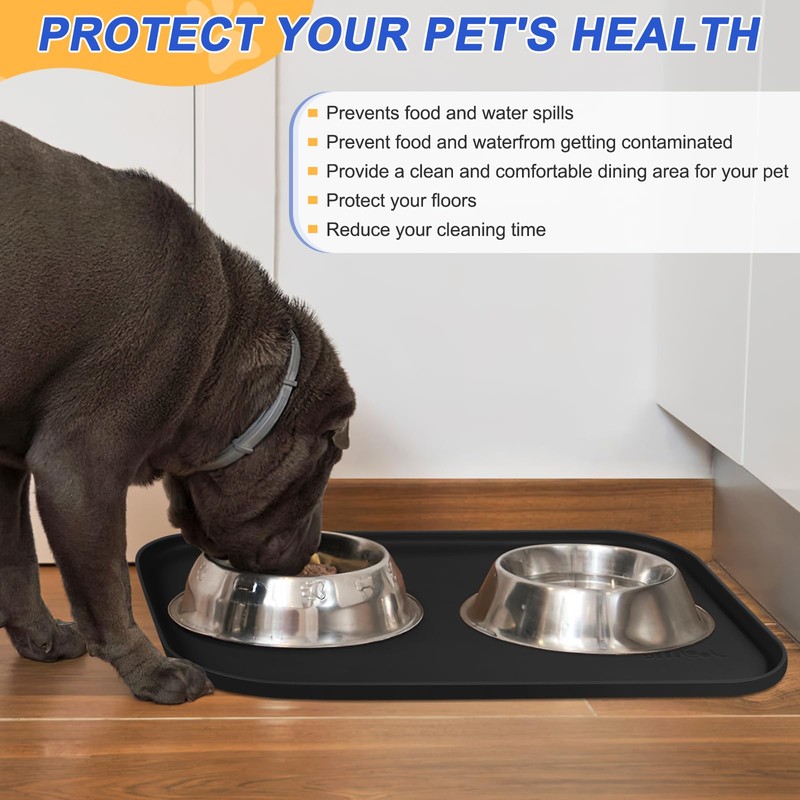 SMILOOL Silicone Pet Feeding Mat with Raised Edge, Dog Cat