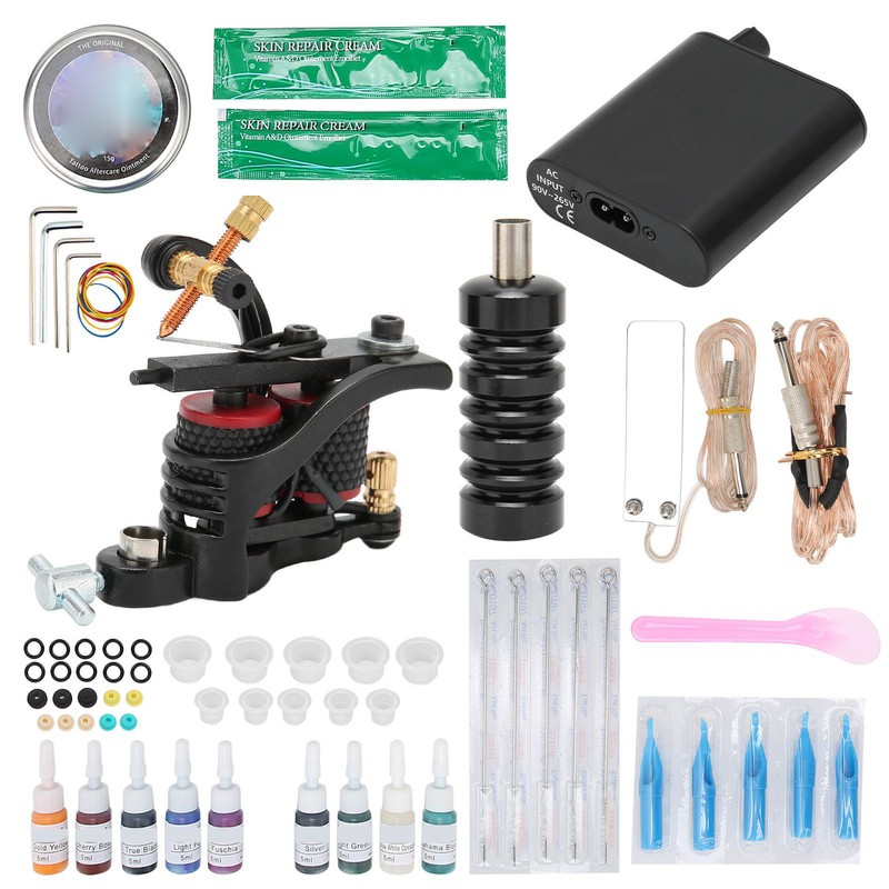 10 Wraps Tattoo Coil Machine Set Mini Tattoo Power Supply