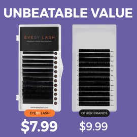 Eyesy Lash Cashmere Volume Eyelash Extensions Premium Individual Lashes - 0.05mm Thickness C Curl 8-16mm Mixed Tray - Super Soft Matte Black Single Eyelash Easy to Fan for Professional Salon Use